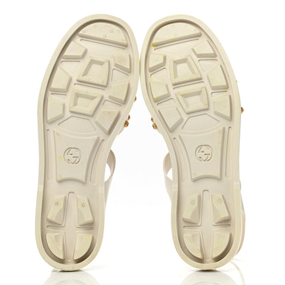 Gucci Rubber Crystal Womens Buckle Strap Sandals 41 White 5 of 8