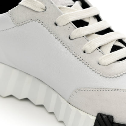Hermes Goatskin Suede Bouncing Sneakers 38 White 9 of 11