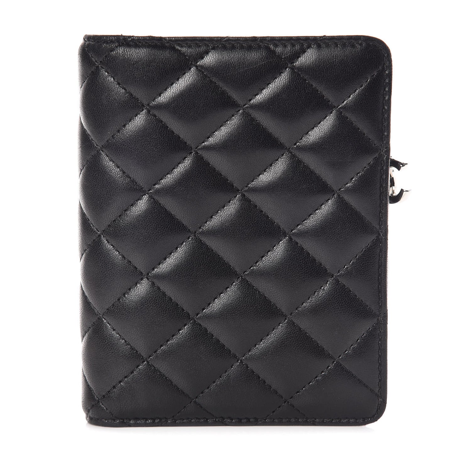 Lambskin Quilted Zip Around Coin Purse Wallet Black
