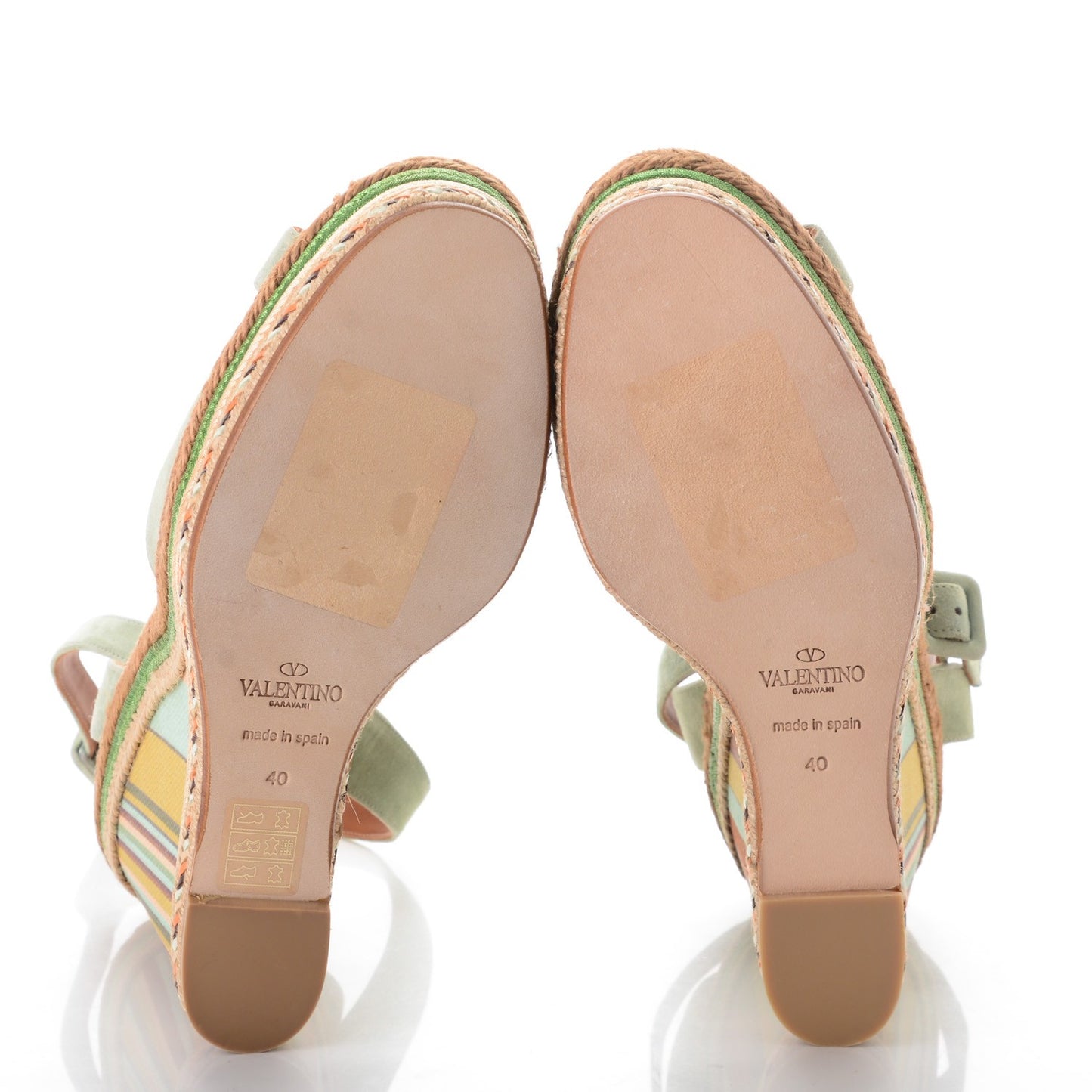 Suede Canvas Native Couture 1975 Espadrille Wedge Sandals 40 Green Tea Sorbet Multicolor