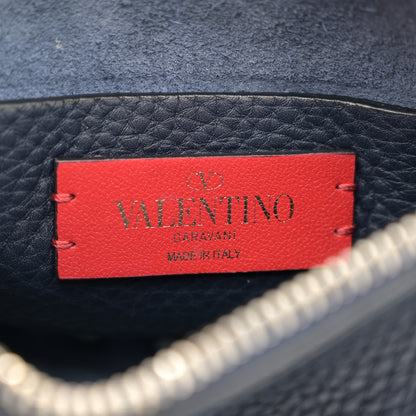 Valentino Garavani Pebbled Calfskin Small Rockstud Flip Lock Shoulder Bag Marine 6 of 10