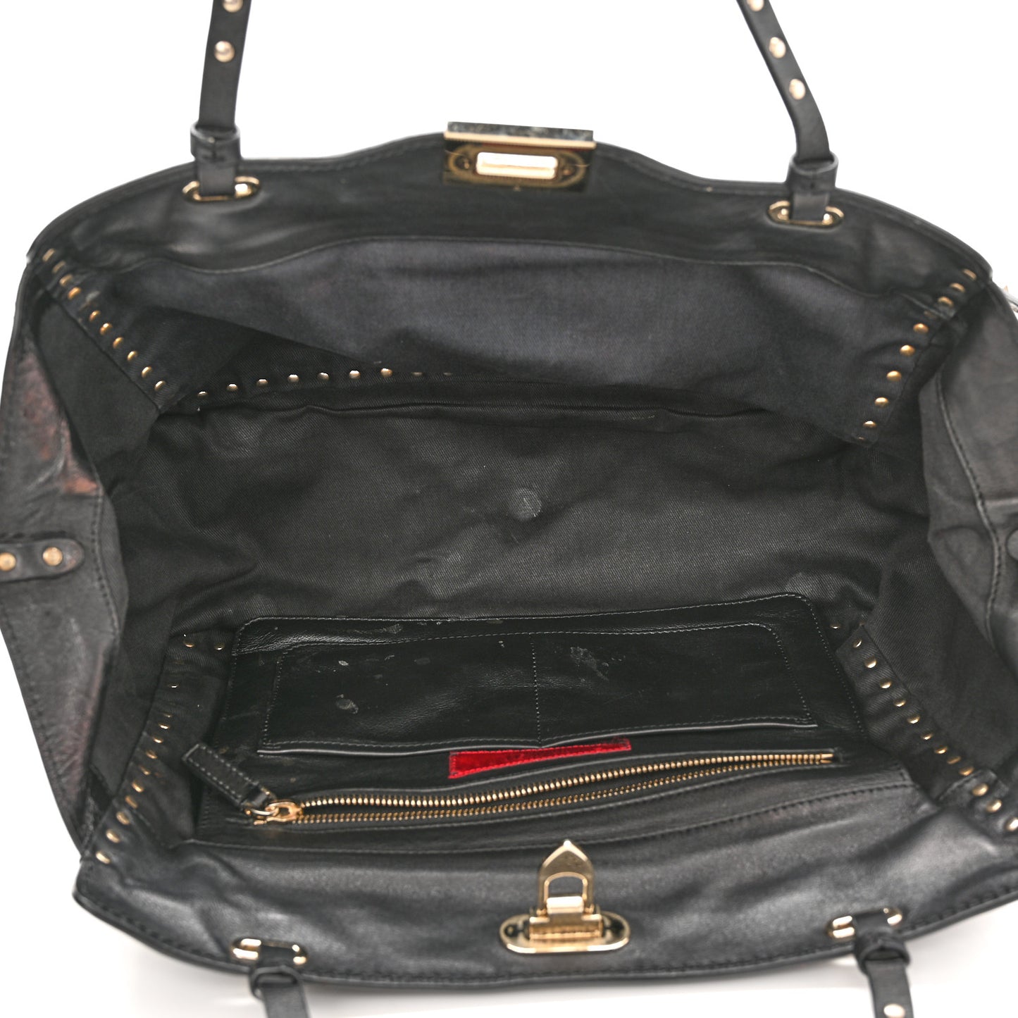 Vitello Medium Rockstud Tote Black