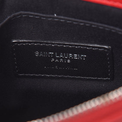 Saint Laurent Calfskin Matelasse Chevron Monogram Pouch Red 8 of 9