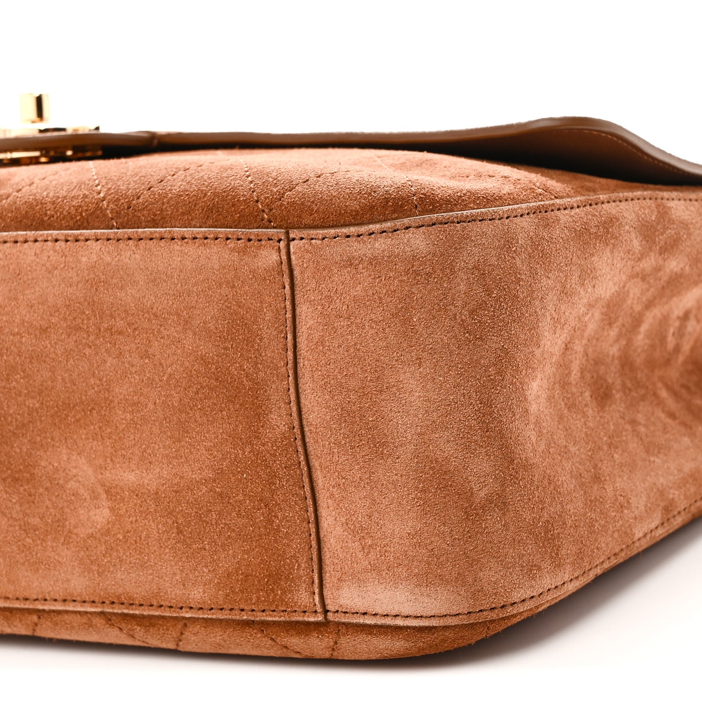 Suede Calfskin Small Souplissimo Maxi Flap Camel