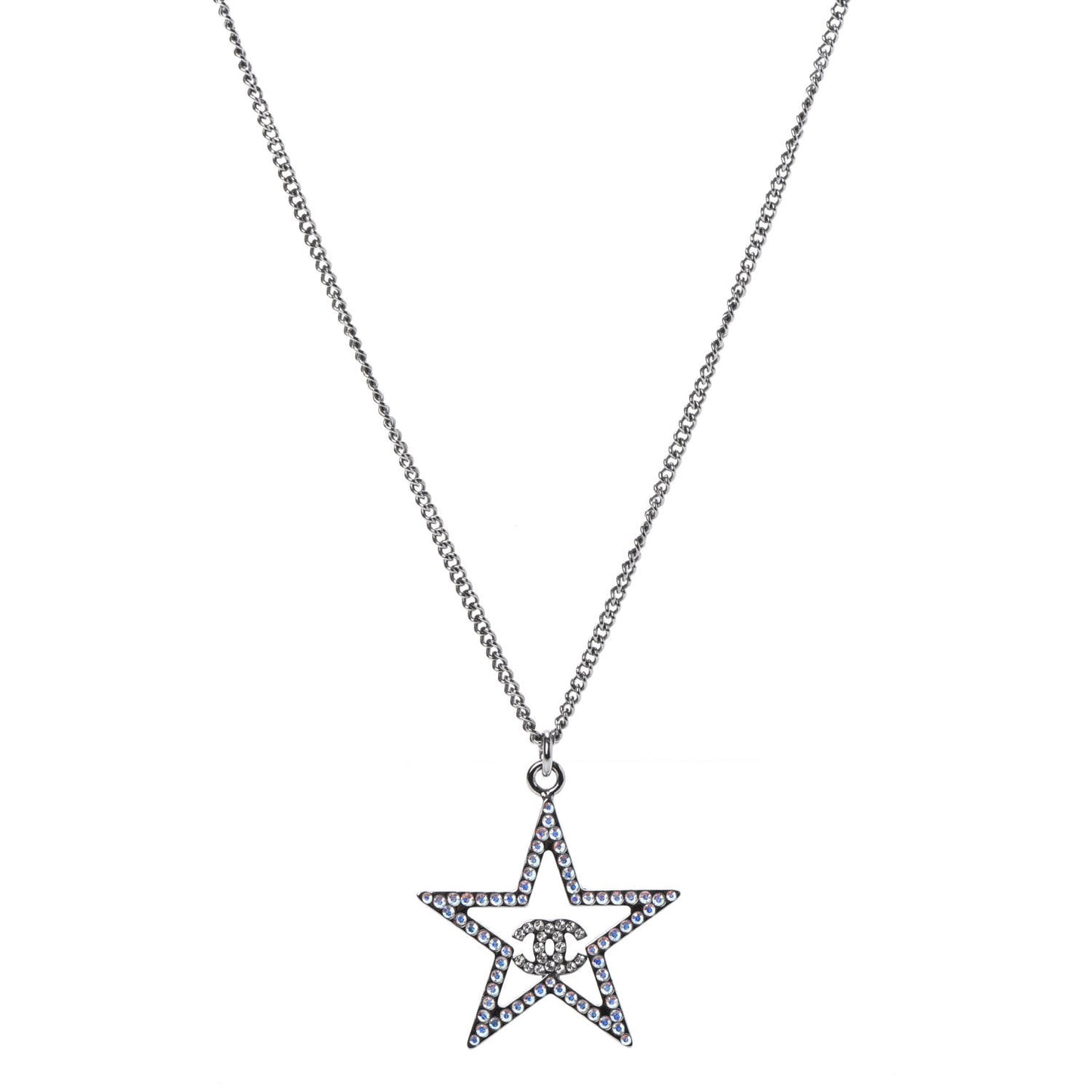 Ruthenium Crystal Star CC Necklace Iridescent Pink