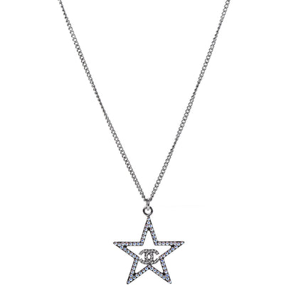 Chanel Ruthenium Crystal Star CC Necklace Iridescent Pink 1 of 6