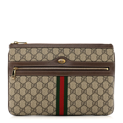 Gucci GG Supreme Monogram Large Ophidia Pouch Clutch Brown 1 of 8