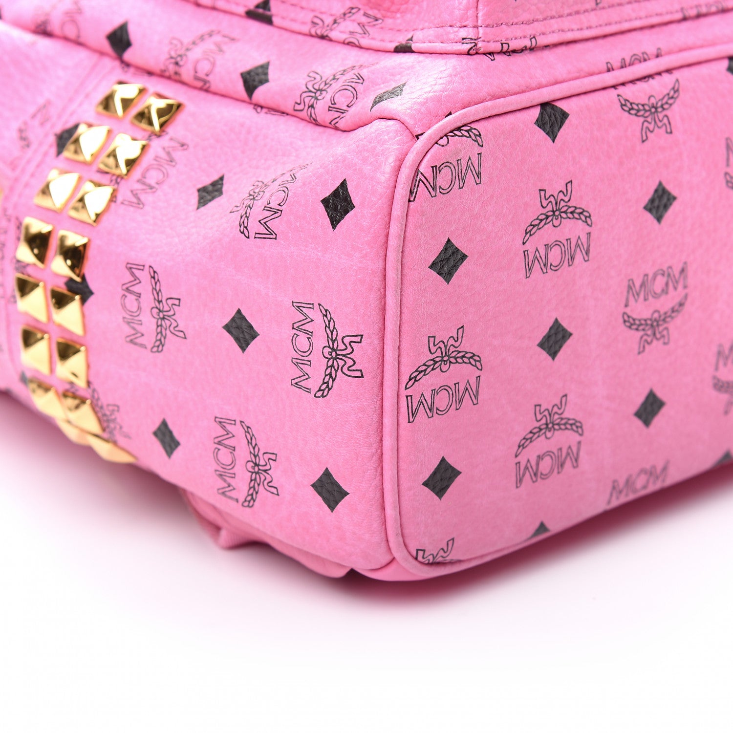 MCM Visetos Small Side Stud Stark Backpack Pink 7 of 9