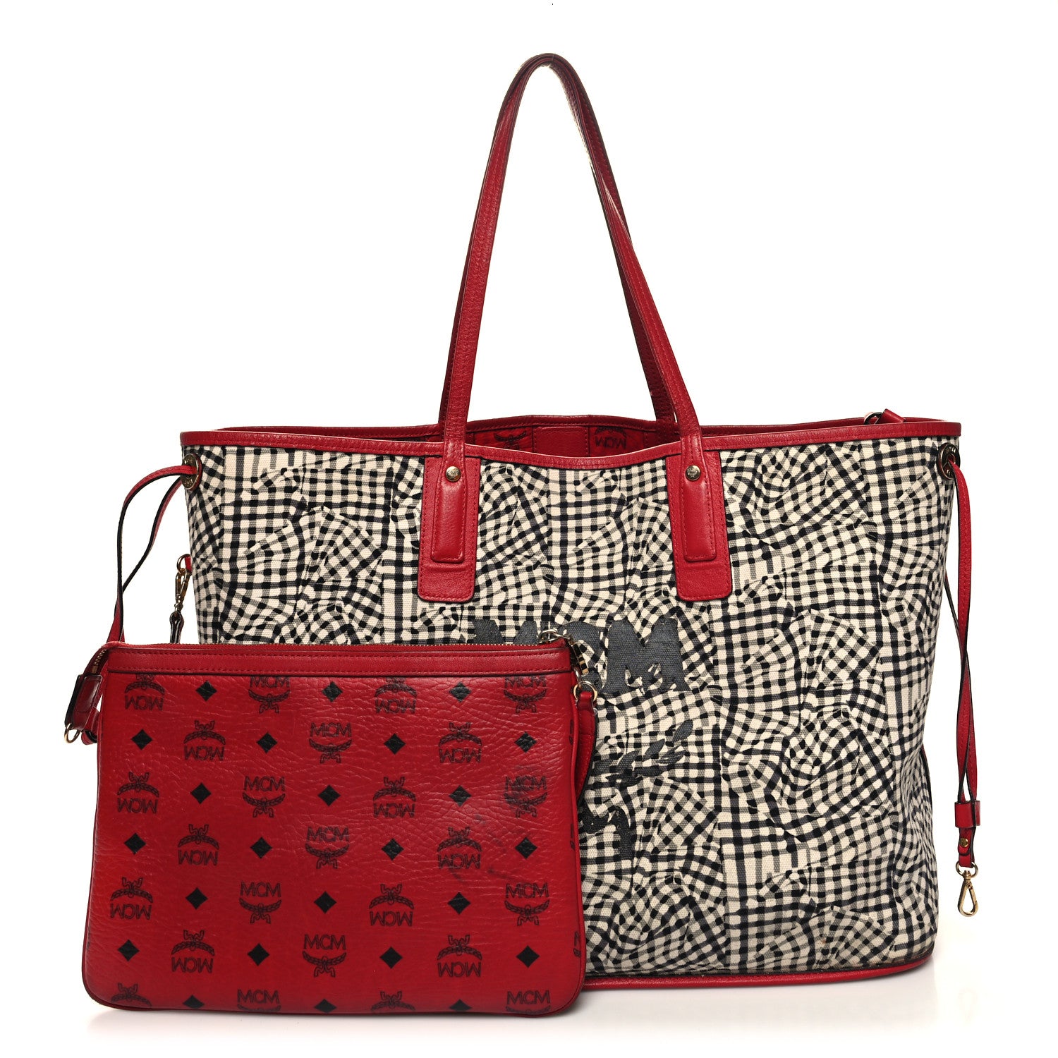MCM Visetos Large Liz Reversible Shopper Tote Ruby Red 14 of 26