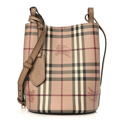 Burberry Haymarket Check Colours Small Lorne Bucket Crossbody Camel 1 of 7