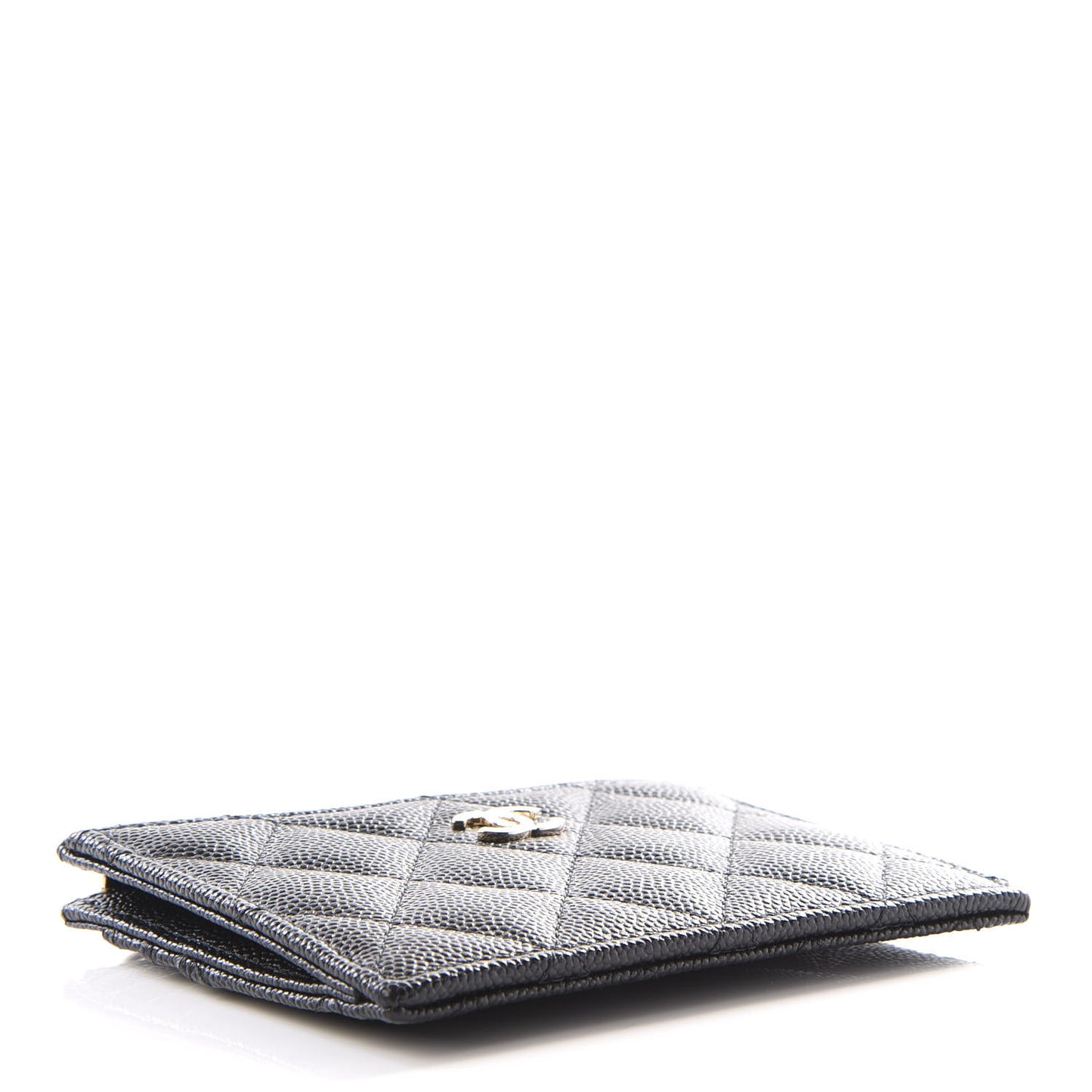Caviar Quilted CC Zip Card Holder Black