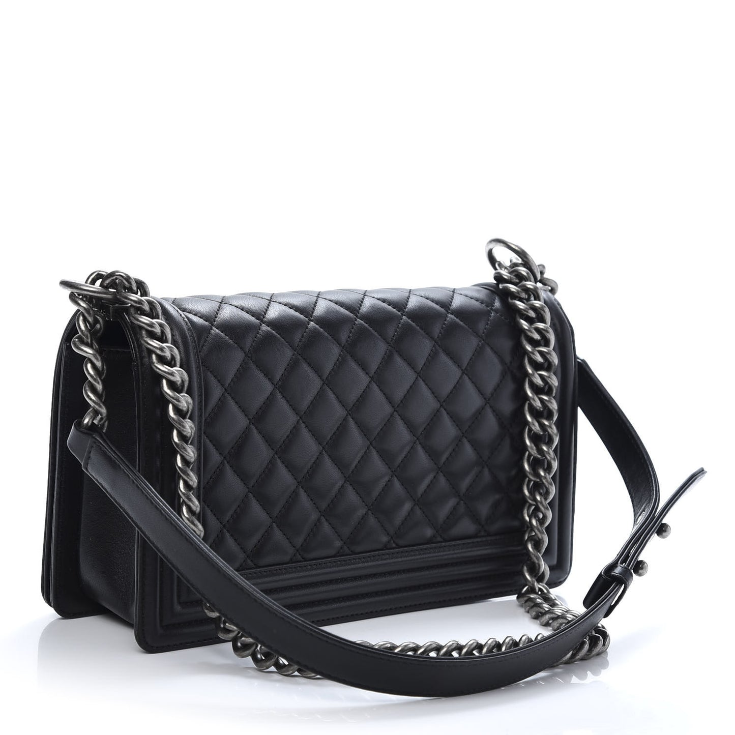 Calfskin Quilted Medium Boy Flap Black