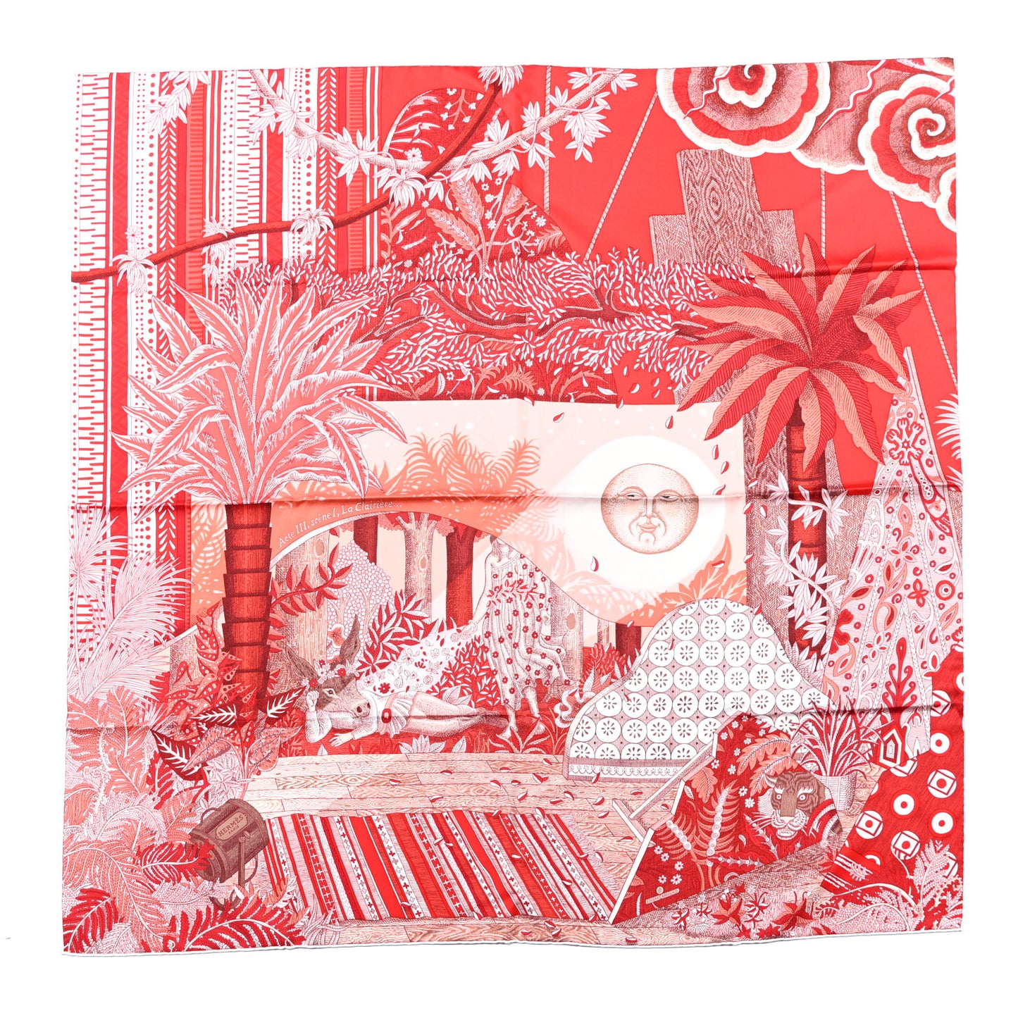 Silk Acte III Scene I La Clairiere Scarf 90 Rouge Rose Blanc