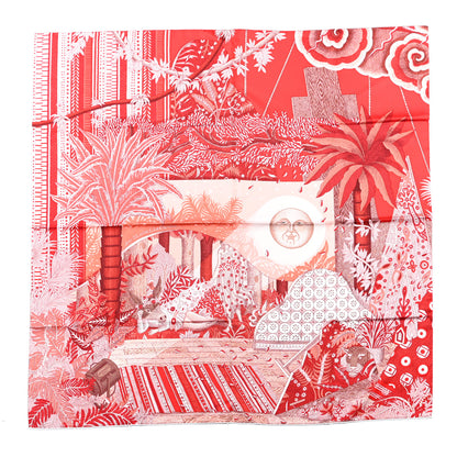 Hermes Silk Acte III Scene I La Clairiere Scarf 90 Rouge Rose Blanc 1 of 8