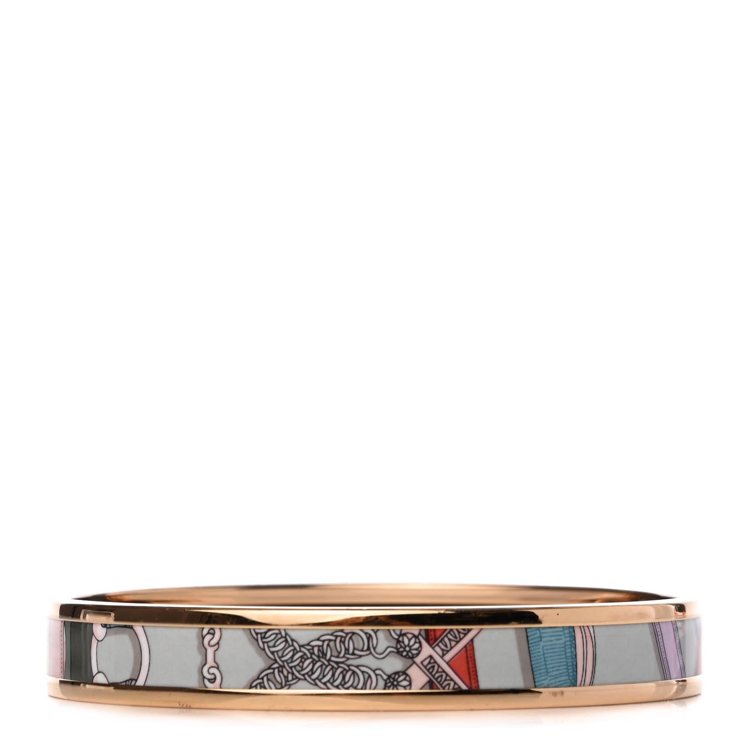 Hermes Enamel Printed Narrow Cavald'Or Bracelet 65 Romantique 1 of 7