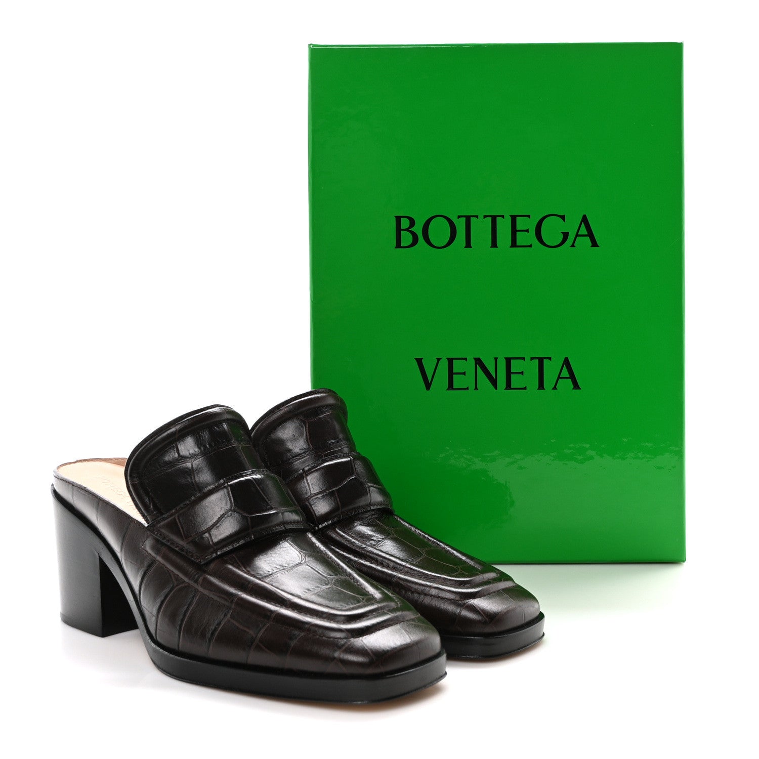 Bottega Veneta Calfskin Alligator Embossed Mules 37 Fondant 9 of 9