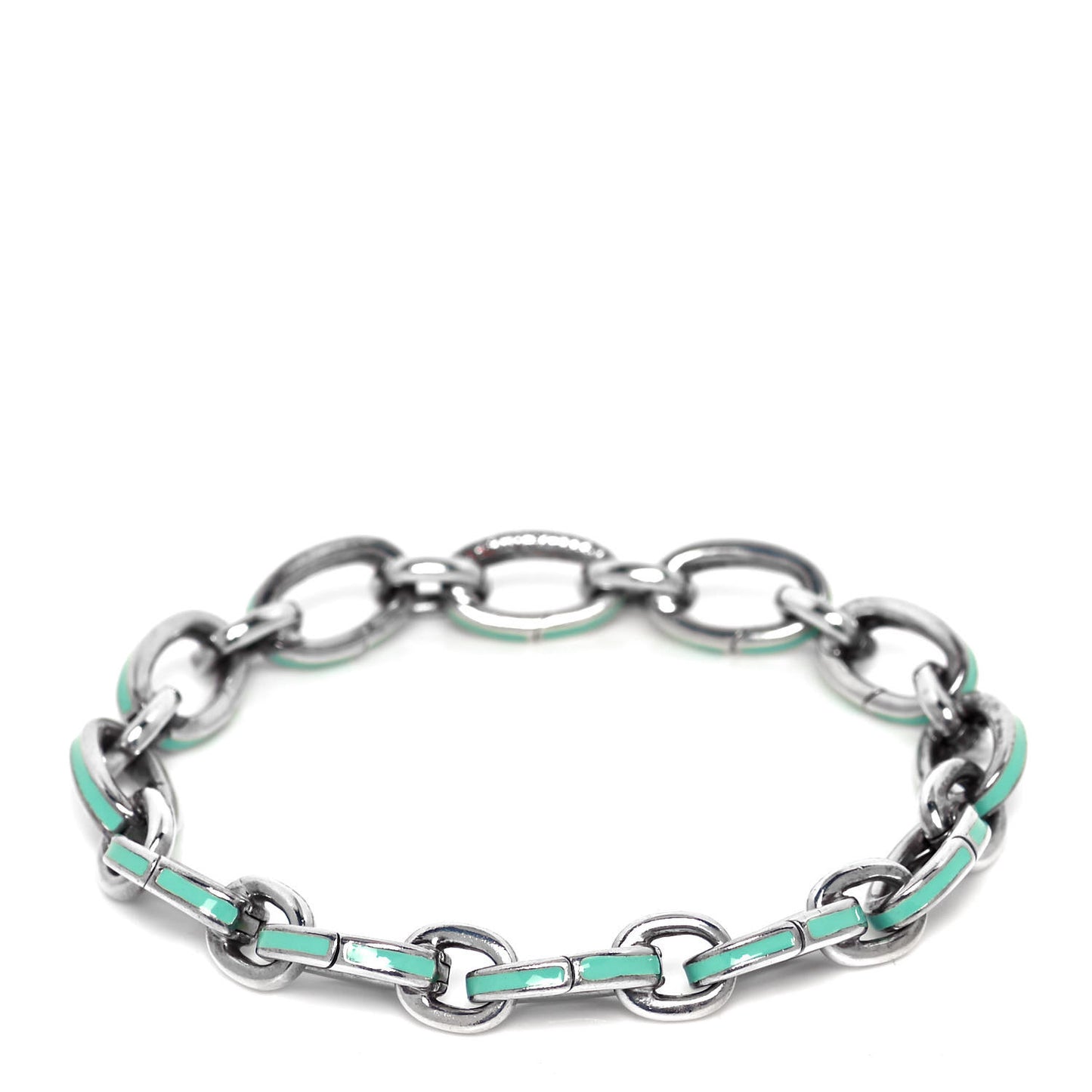 Sterling Silver Enamel Clasping Link Bracelet Blue