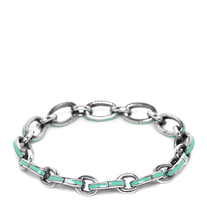 Tiffany Sterling Silver Enamel Clasping Link Bracelet Blue 1 of 3