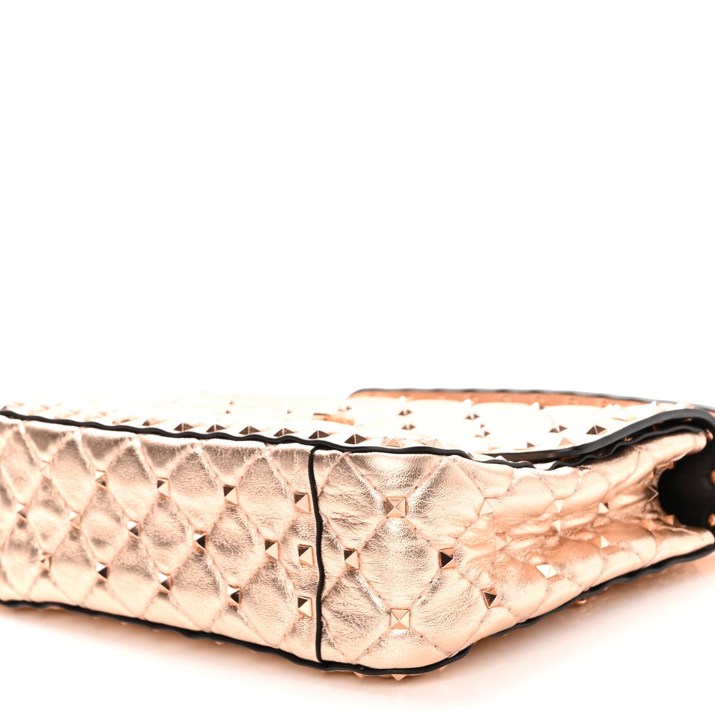 Metallic Nappa Medium Rockstud Spike Shoulder Bag Rame