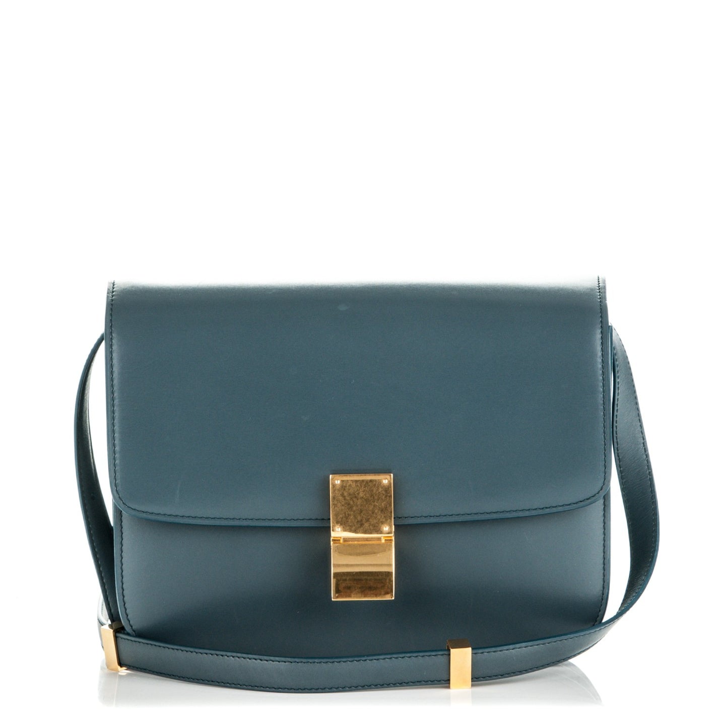 Box Calfskin Medium Classic Box Flap Bag Slate Blue