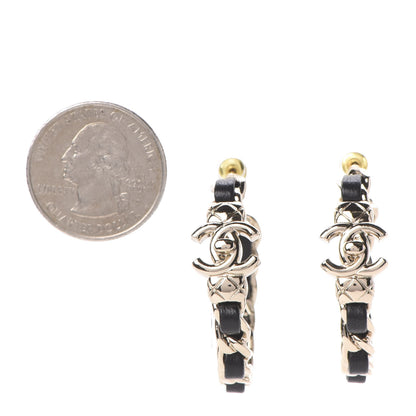 Chanel Lambskin CC Turnlock Chain Hoop Earrings Gold Black 2 of 4