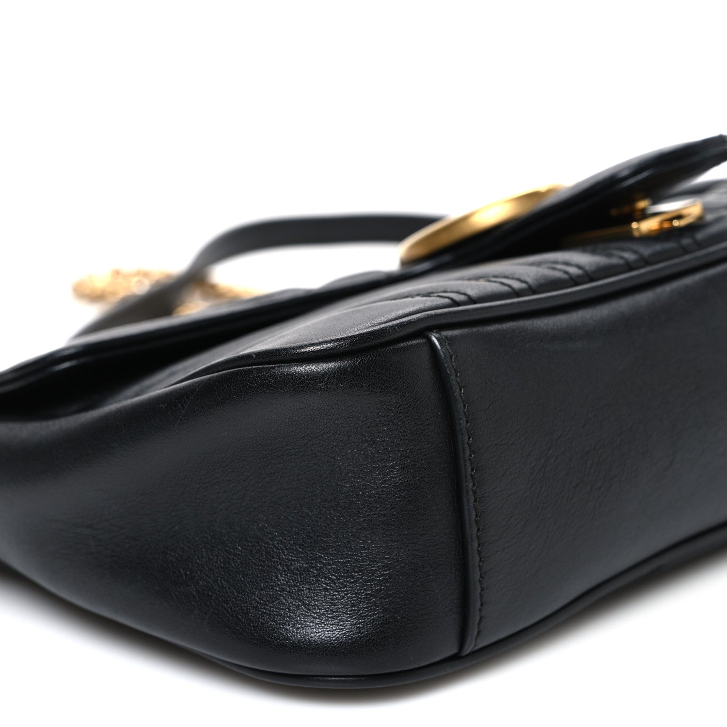Gucci Calfskin Matelasse Small GG Marmont Shoulder Bag Black 9 of 10