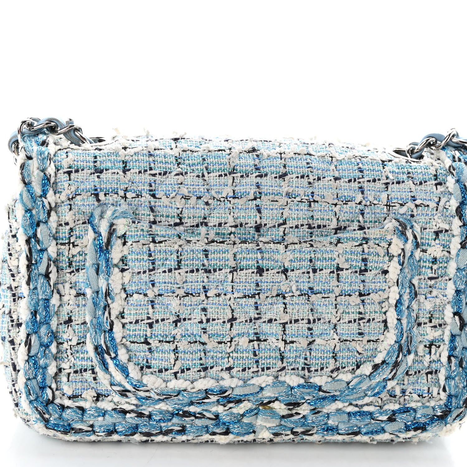 Chanel Tweed Braid Mini Flap Blue White Navy 11 of 13