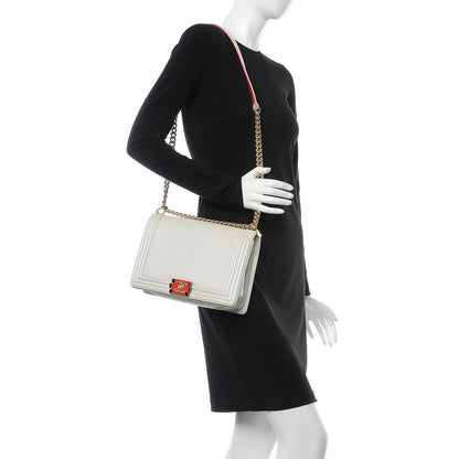 Chanel Lambskin Embossed New Medium Boy Cube Flap White 2 of 7