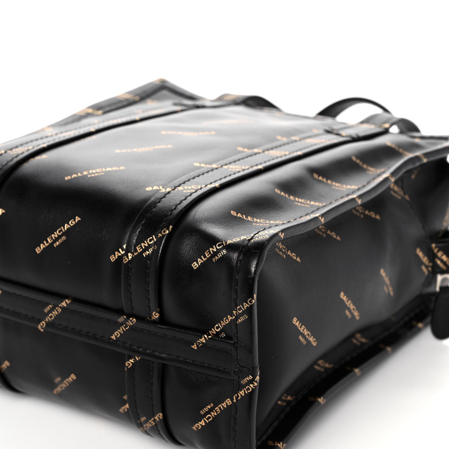 Calfskin Allover Logo XS Bazar Shopper Tote Black Gold