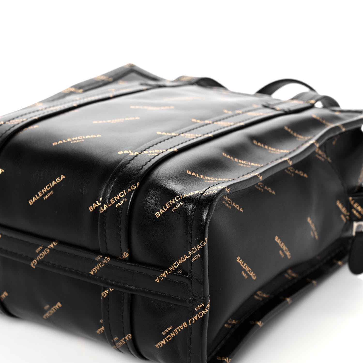 Balenciaga Calfskin Allover Logo XS Bazar Shopper Tote Black Gold 12 of 16