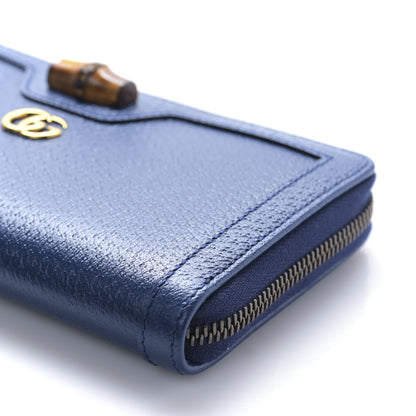 Gucci Wonka Grain Calfskin Diana Zip Around Continental Wallet Navy 9 of 9