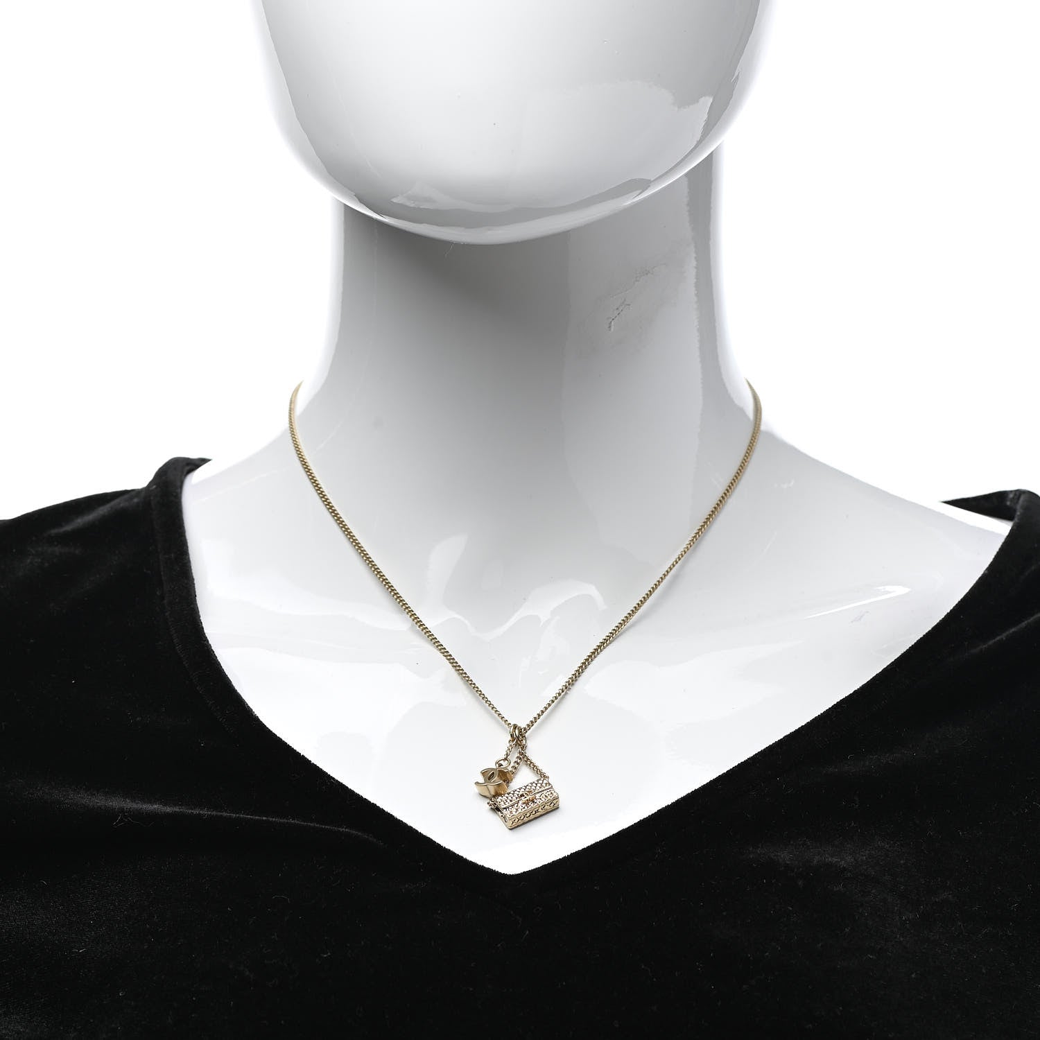 Chanel Metal Flap Bag Necklace Gold 2 of 7