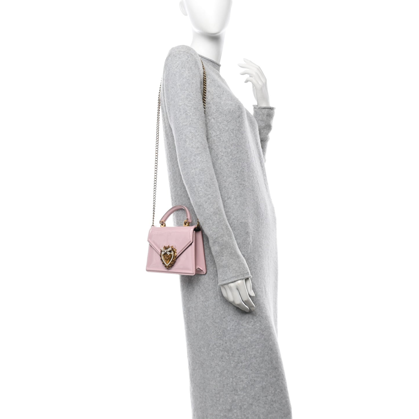 Patent Small Devotion Envelope Top Handle Bag Pink