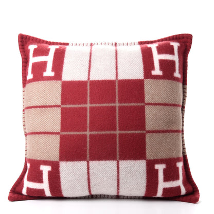 Hermes Wool Cashmere Avalon III Pillow PM Ecru Rouge 2 of 4