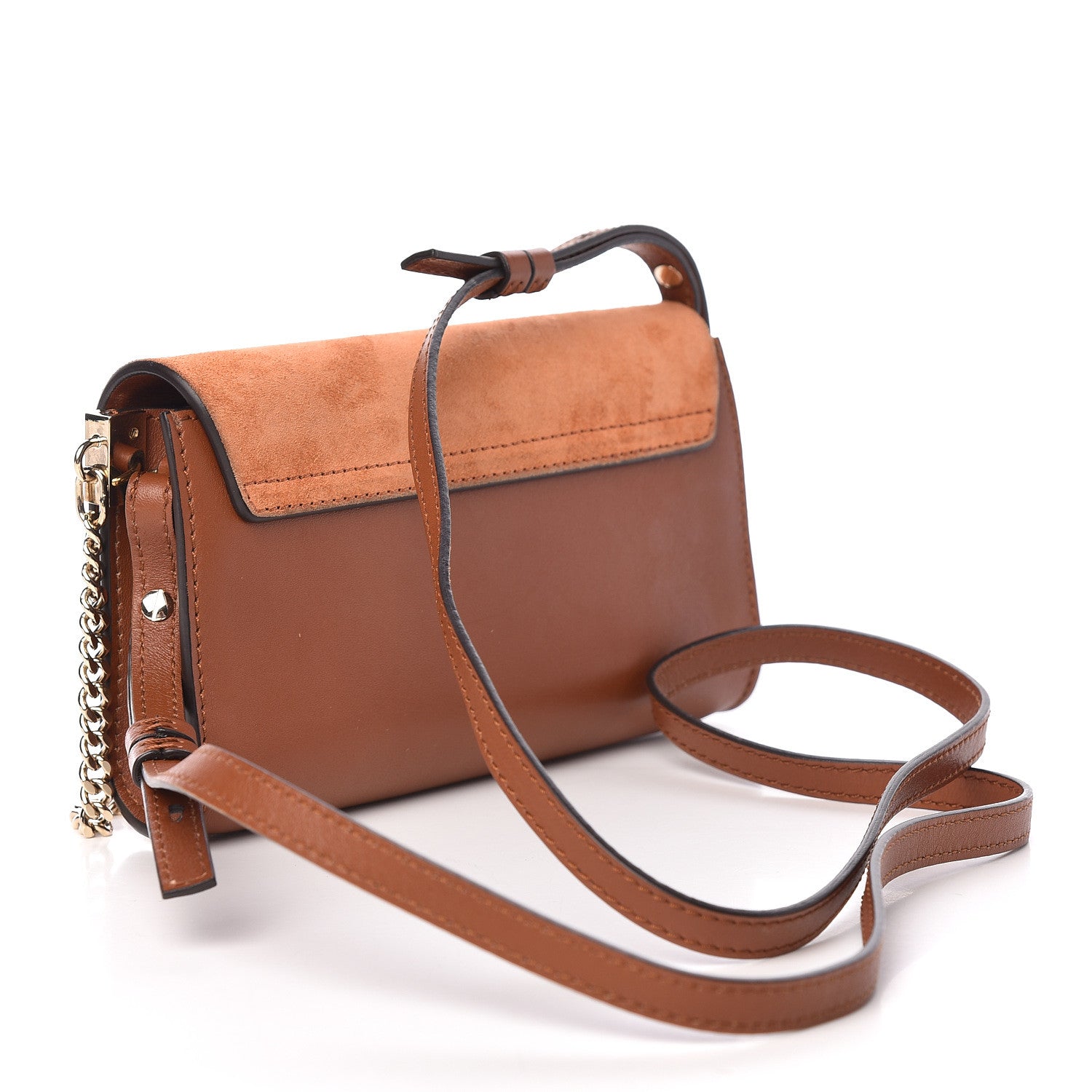 Chloe Suede Calfskin Mini Faye Shoulder Bag Tobacco 3 of 10