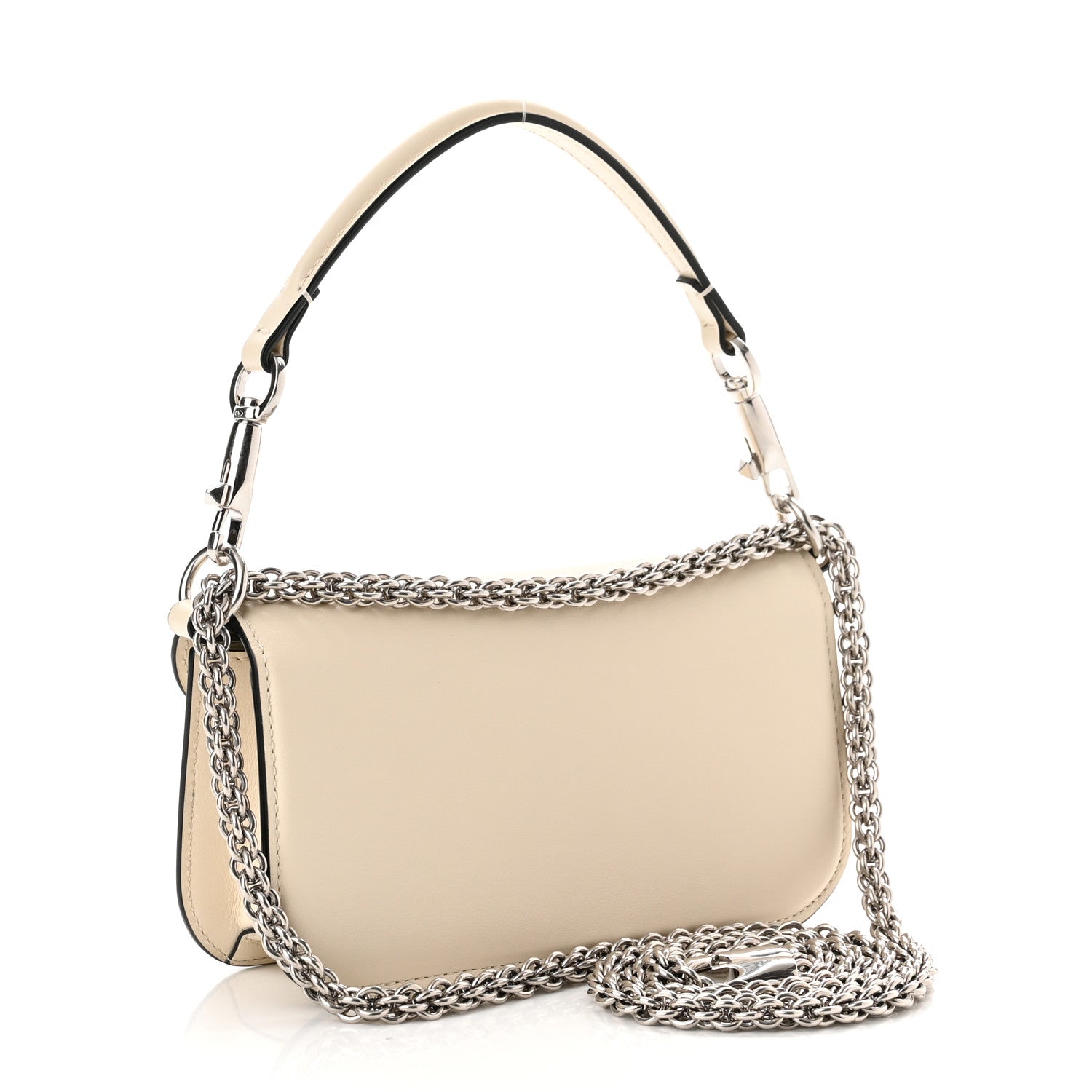Valentino Garavani Calfskin Crystal Vlogo Small Loco Shoulder Bag Light Ivory 3 of 10