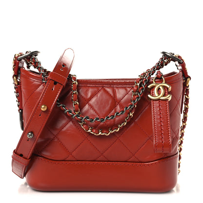 Chanel Aged Calfskin Quilted Small Gabrielle Hobo Red 1 of 10