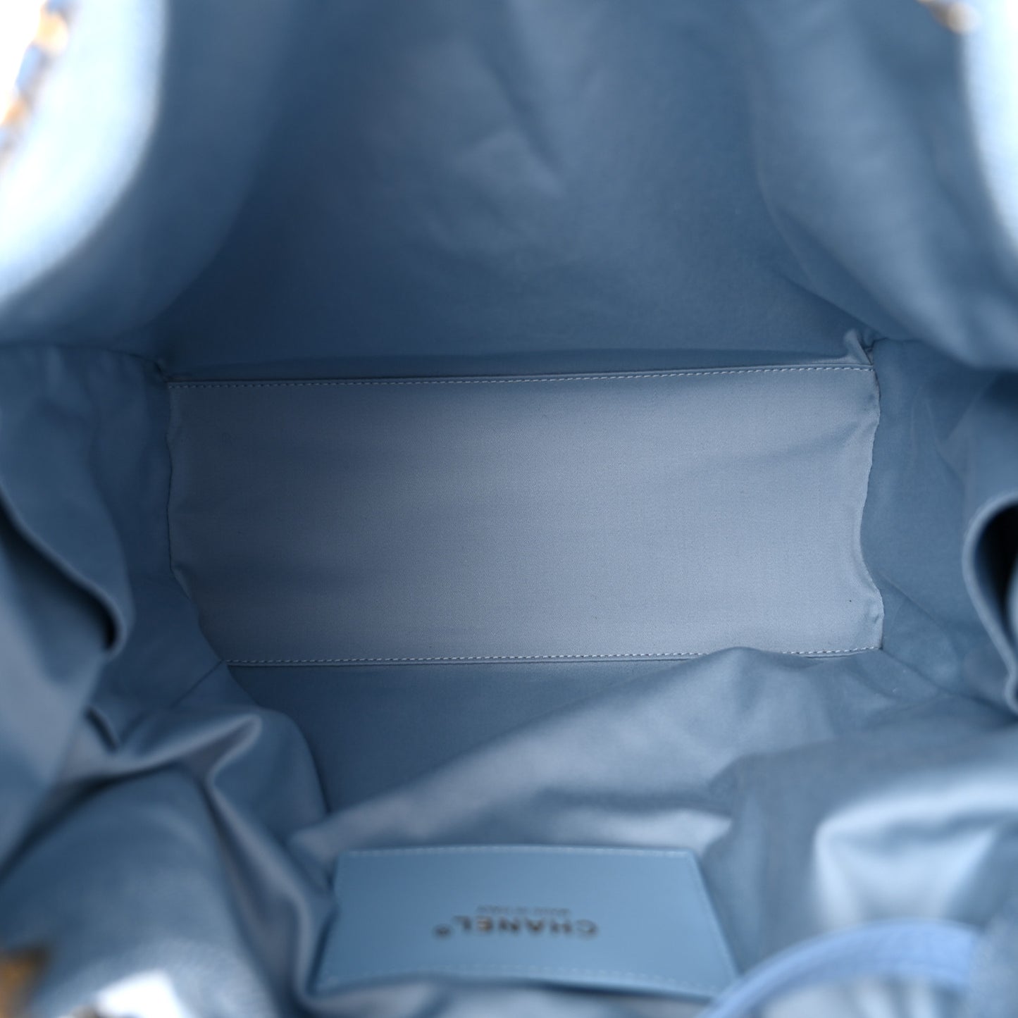 Washed Denim Quilted Medium Chanel 25 Handbag Blue