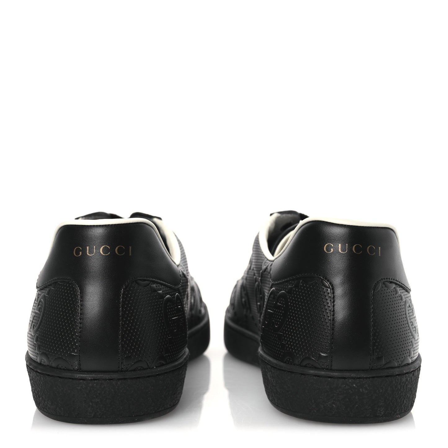 Calfskin GG Tennis Embossed Mens Ace Sneakers 13 Black