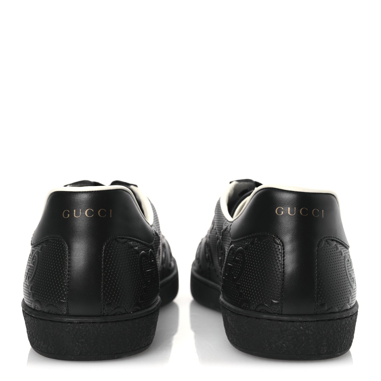 Gucci Calfskin GG Tennis Embossed Mens Ace Sneakers 13 Black 6 of 10