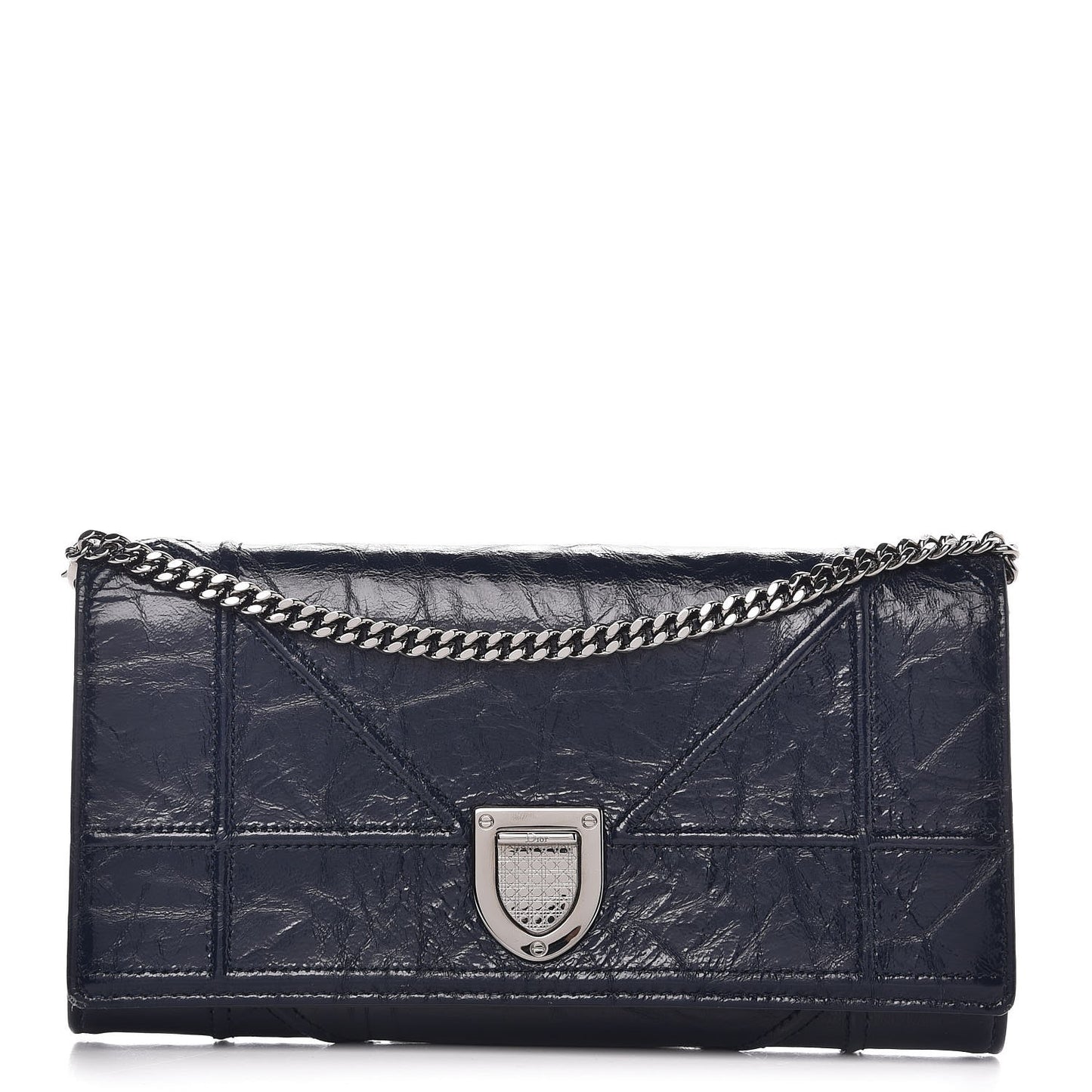 Lambskin Diorama Croisiere Wallet Dark Marine
