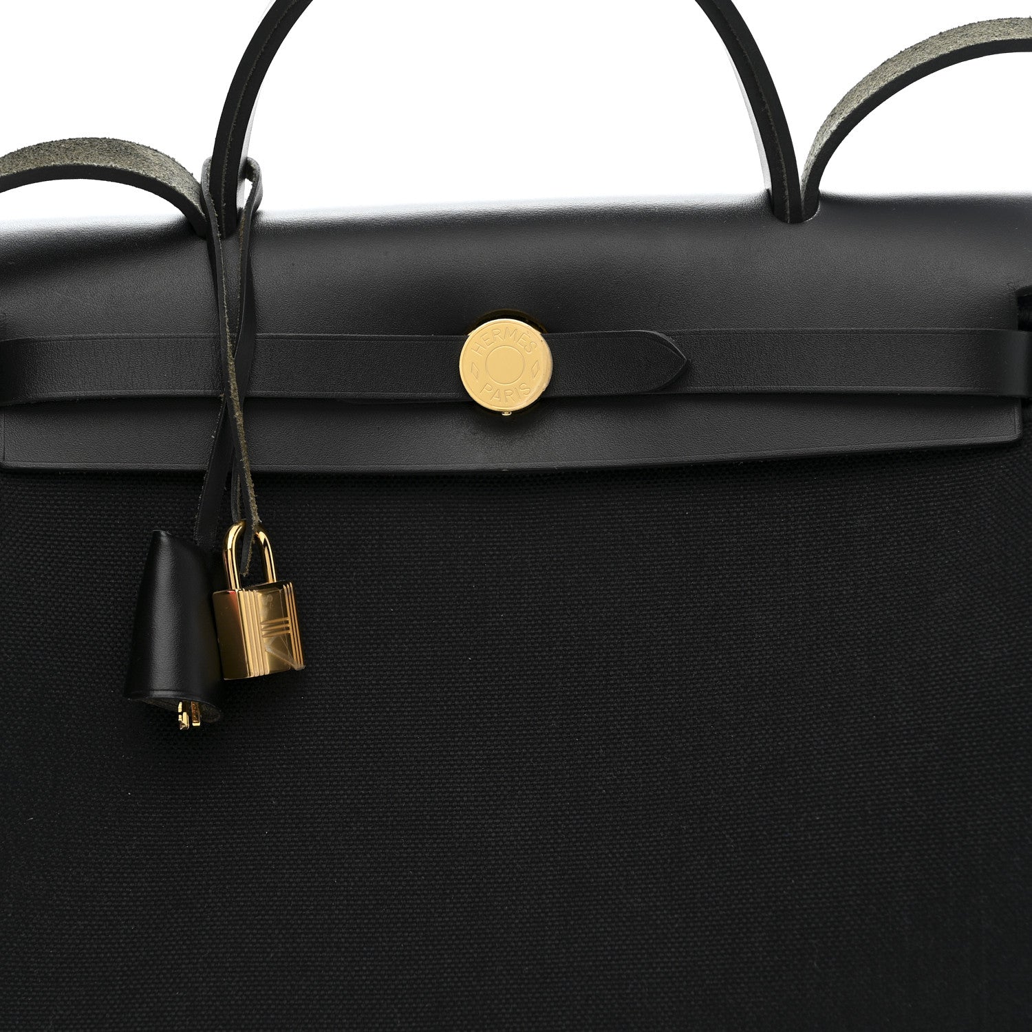 Hermes Military Toile Vache Hunter Herbag Zip Retourne 31 PM Bleu Marine Black 9 of 11