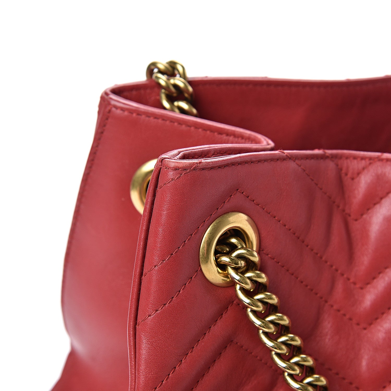 Gucci Calfskin Matelasse Medium GG Marmont Shoulder Tote Bag Hibiscus Red 15 of 16
