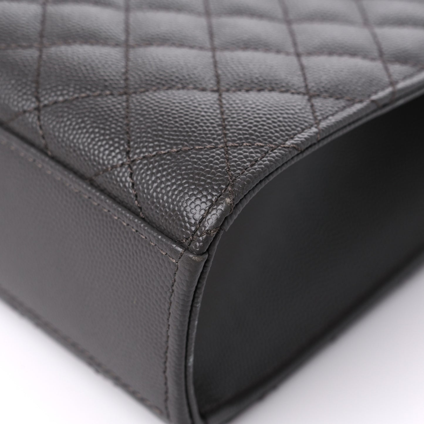 Grain De Poudre Textured Mixed Matelasse Large Triquilt Monogram Satchel Earth