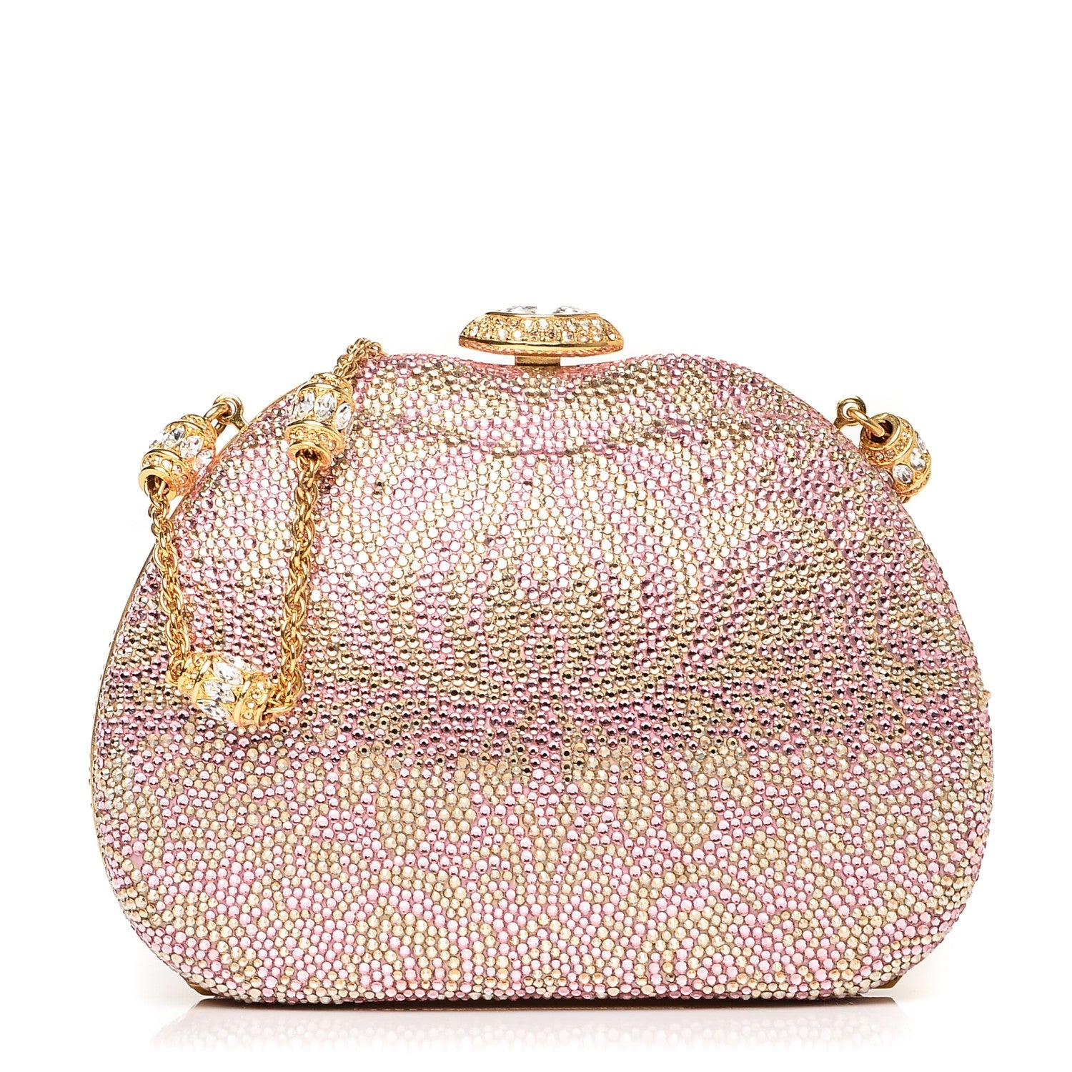 Judith Leiber Swarovski Crystal Minaudière Clutch Pink Gold 1 of 8