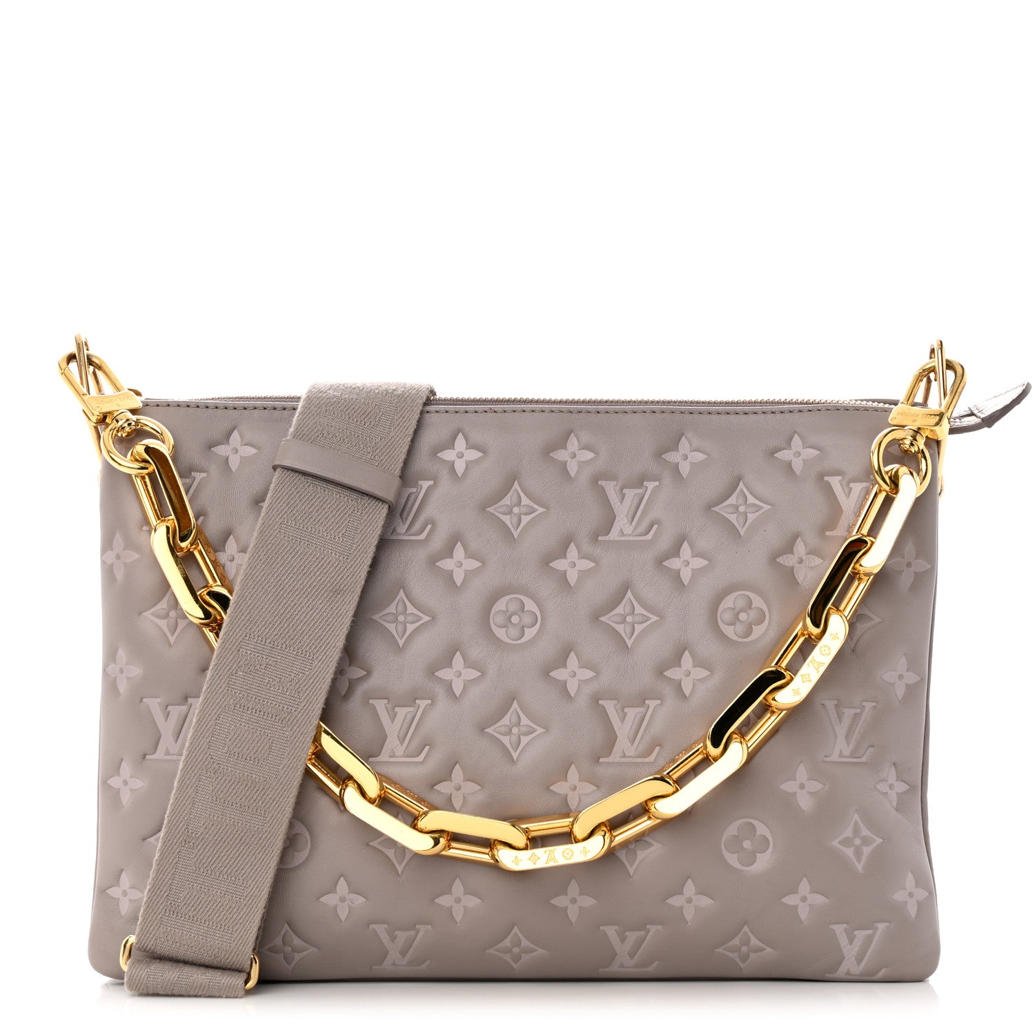 Louis Vuitton Lambskin Embossed Monogram Coussin MM Grey 2 of 27