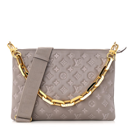 Louis Vuitton Lambskin Embossed Monogram Coussin MM Grey 2 of 27