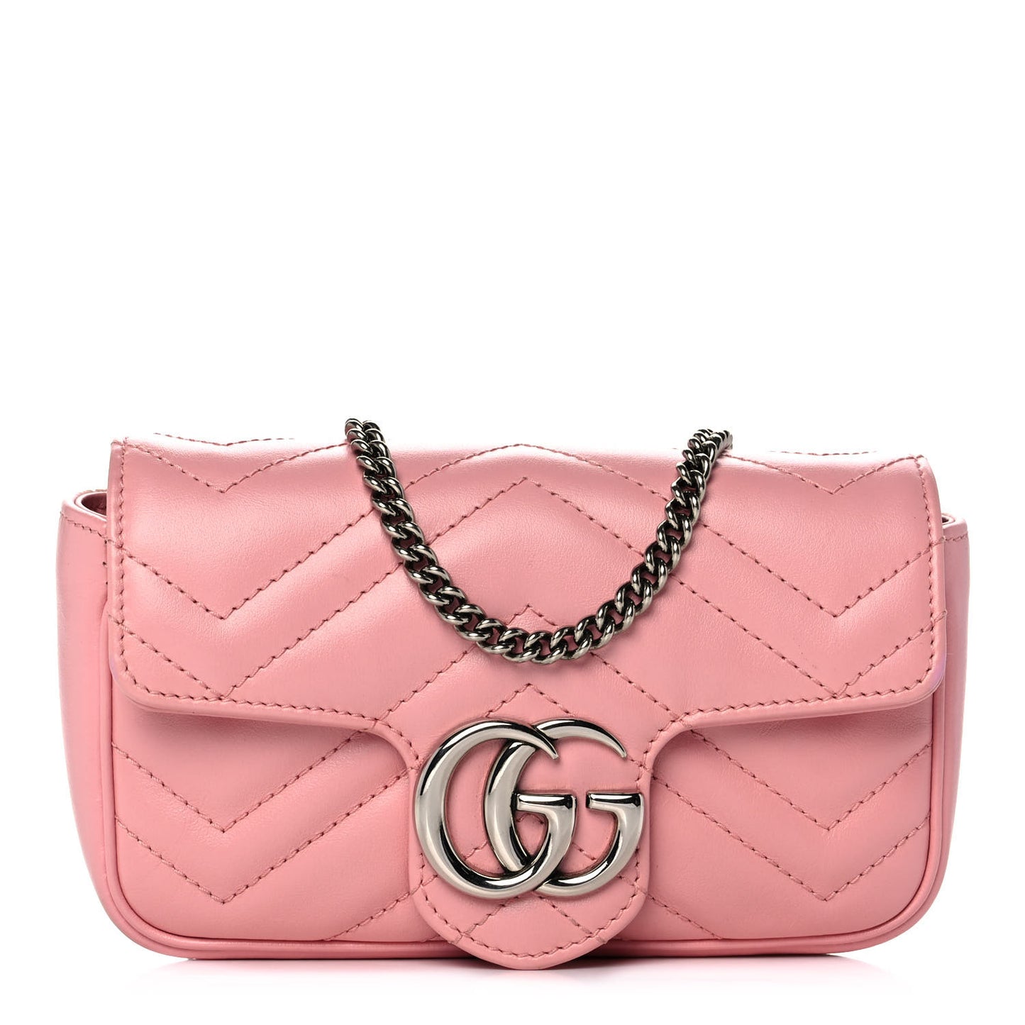 Calfskin Matelasse Super Mini GG Marmont Shoulder Bag Wild Rose