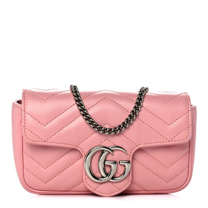Gucci Calfskin Matelasse Super Mini GG Marmont Shoulder Bag Wild Rose 1 of 11