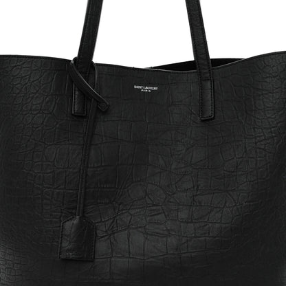 Saint Laurent Calfskin Crocodile Embossed Large Shopper Tote Black 8 of 11